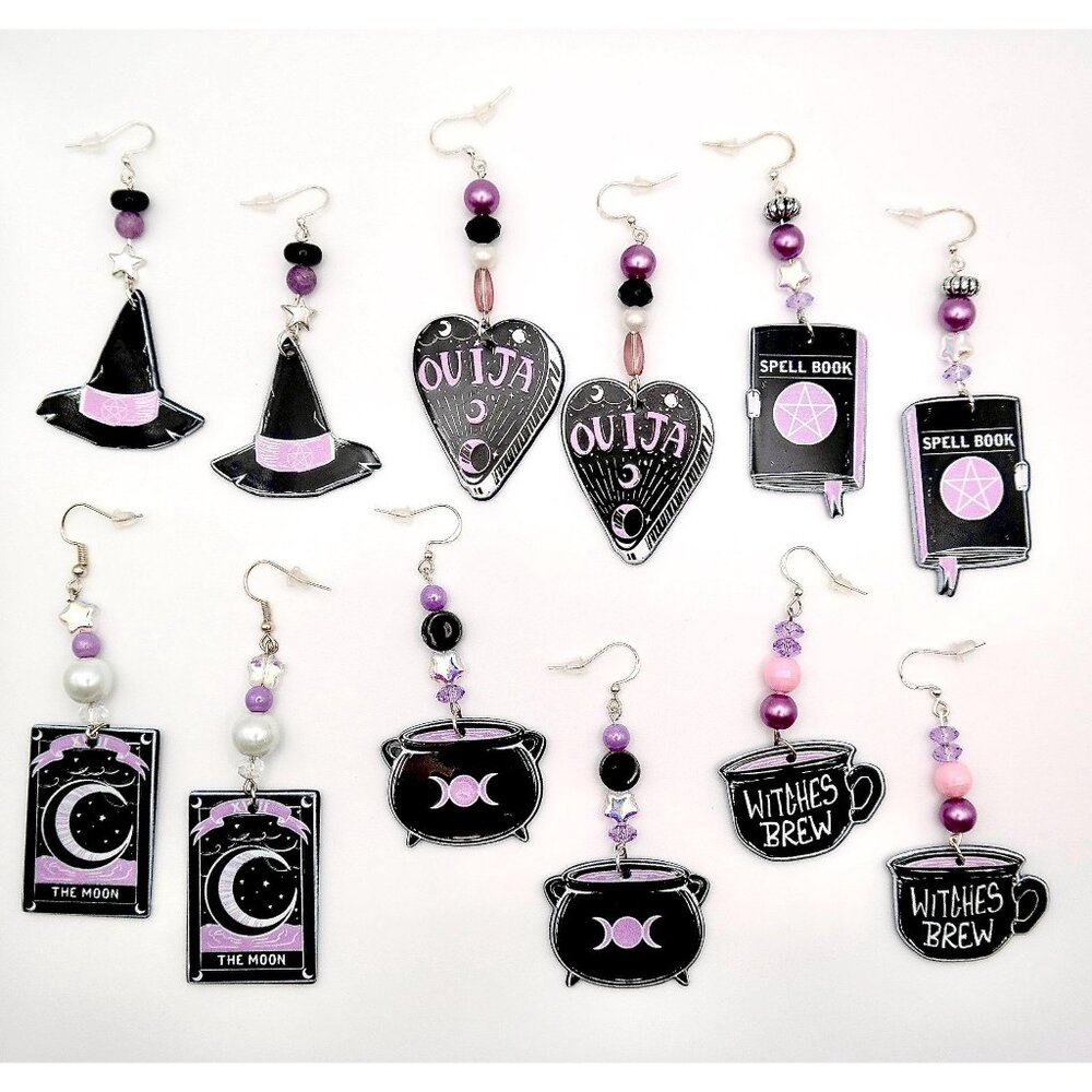 Witchy Black & Lavender Earrings